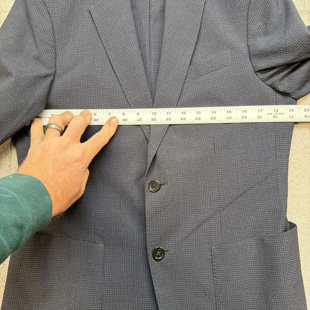 Banana Republic 38R Blazer Blue Check Wool Blend CR+ Performance‎